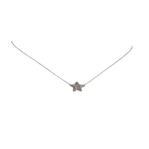 NWT! Kendra Scott Silver Jae Star Necklace in Rhodium Platinum Drusy - Picture 3 of 7